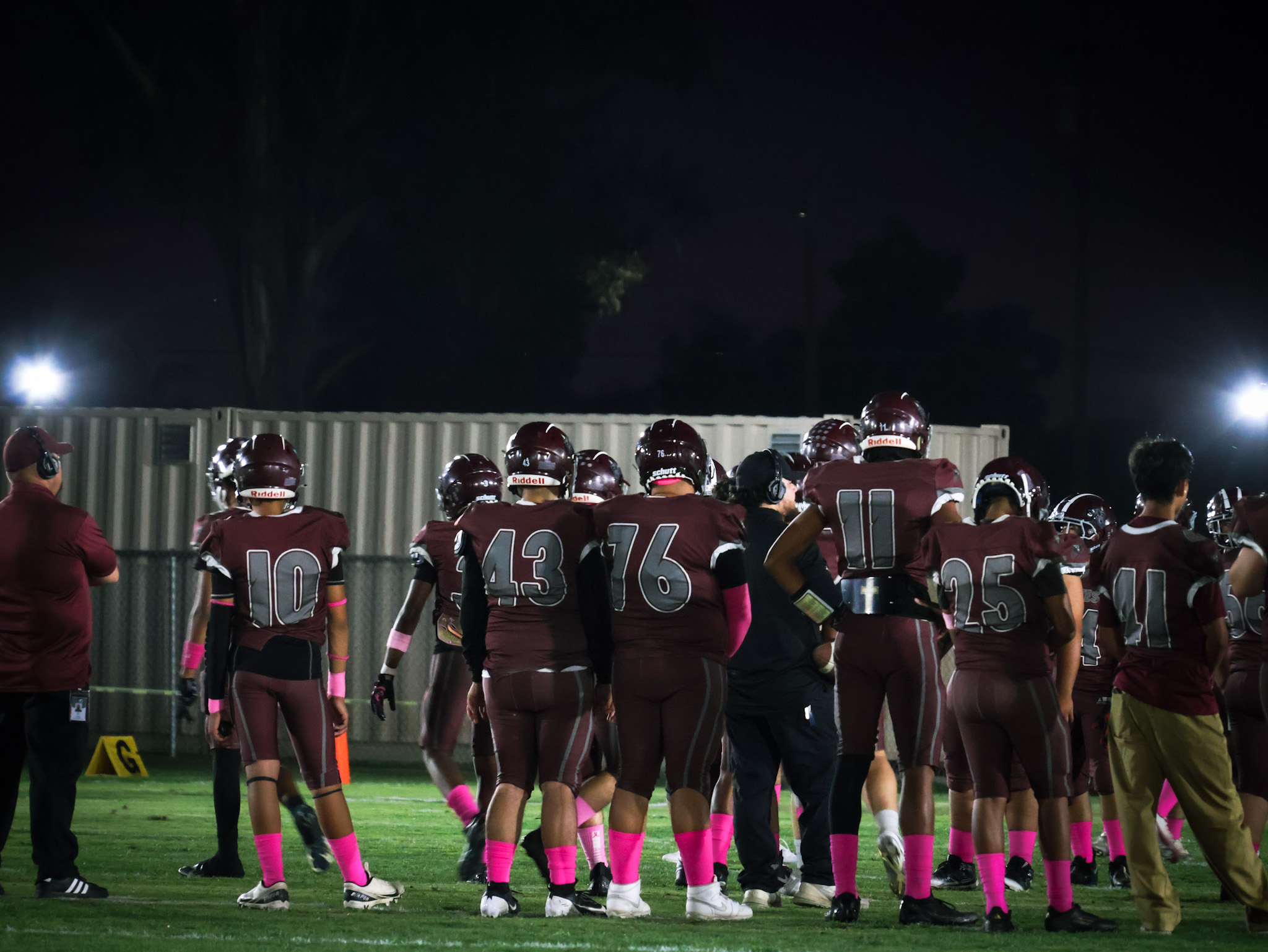 SJVA Wolves Football team huddle
